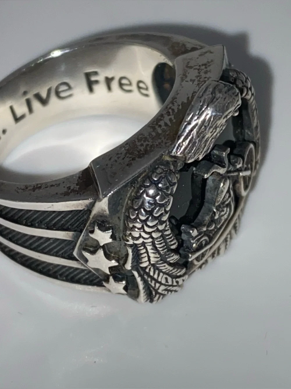 925, Sterling Silver Bradford Exchange Eagle Motorcycle Ring Size 11 Ride Hard